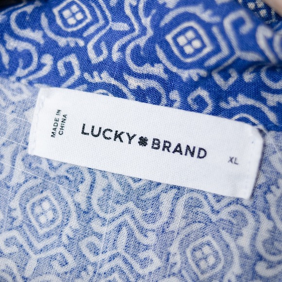 Lucky Brand Midi Shirt Dress‎ XL Blue Boho Cottagecore Prairie Pockets - Picture 2 of 10